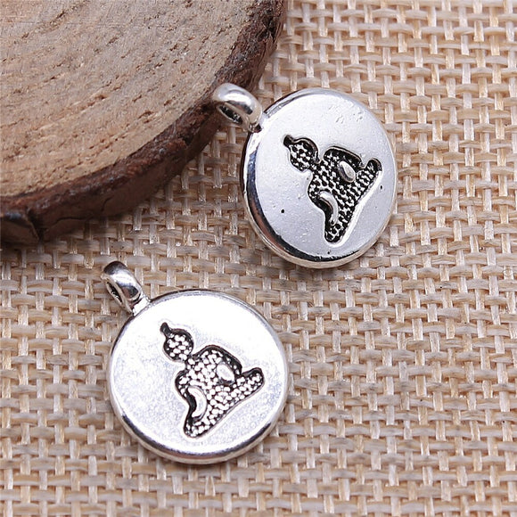 WYSIWYG 10pcs 14x19mm Double-Sided Buddha Statue Charms For Jewelry Making 2 Colors Antique Silver Plated Antique Bronze Plated