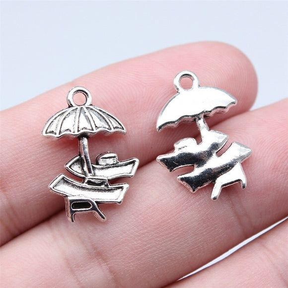 10pcs 14x20mm Antique Silver Color Beach Chair Charms Pendant For DIY Jewelry Making Handmade Jewelry Craft Findings h0653