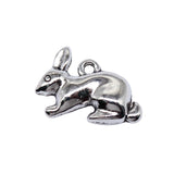 WYSIWYG 10pcs 14x20mm Antique Silver Color Three-Dimensional Rabbit Charms For Jewelry Making