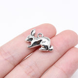 WYSIWYG 10pcs 14x20mm Antique Silver Color Three-Dimensional Rabbit Charms For Jewelry Making
