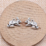 WYSIWYG 10pcs 14x20mm Antique Silver Color Three-Dimensional Rabbit Charms For Jewelry Making
