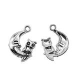 WYSIWYG 10pcs 14x20mm Charms Jewelry Findings Diy Accessories Crescent Moon Owl Pendant Antique Silver Color