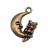 WYSIWYG 10pcs 14x20mm Charms Jewelry Findings Diy Accessories Crescent Moon Owl Pendant Antique Silver Color