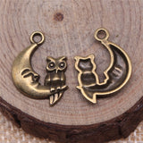 WYSIWYG 10pcs 14x20mm Charms Jewelry Findings Diy Accessories Crescent Moon Owl Pendant Antique Silver Color