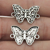 WYSIWYG 10pcs 14x21mm Butterfly Connector Charms For Jewelry Making Antique Silver Color Jewelry Accessories