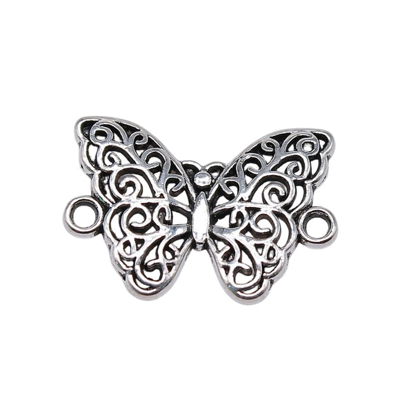 WYSIWYG 10pcs 14x21mm Butterfly Connector Charms For Jewelry Making Antique Silver Color Jewelry Accessories