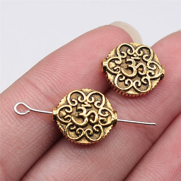 WYSIWYG 10pcs 14x5mm Antique Gold Color Om Small Hole Beads For Jewelry Making DIY Jewelry Findings