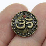 WYSIWYG 10pcs 15mm Double Sided Om Charms Pendants For Jewelry Making Antique Silver Plated Antique Bronze Color