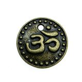 WYSIWYG 10pcs 15mm Double Sided Om Charms Pendants For Jewelry Making Antique Silver Plated Antique Bronze Color