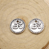 WYSIWYG 10pcs 15mm Double Sided Om Charms Pendants For Jewelry Making Antique Silver Plated Antique Bronze Color