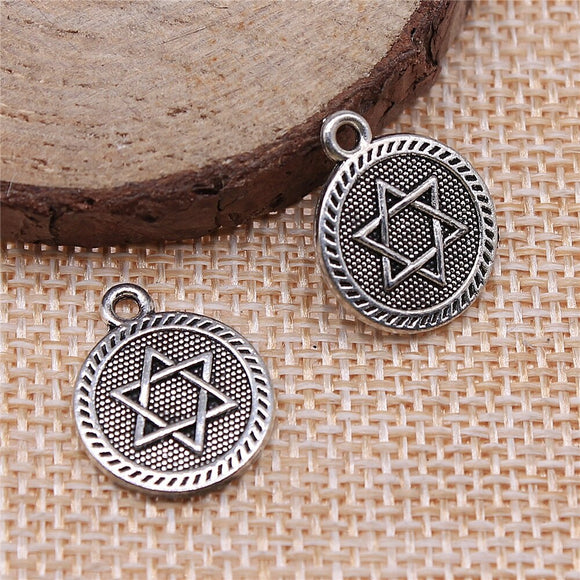 10pcs 15mm Double Sided Star Of David Charms For Jewelry Making Antique Silver Color Antique Bronze Color EF4126