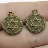 10pcs 15mm Double Sided Star Of David Charms For Jewelry Making Antique Silver Color Antique Bronze Color EF4126