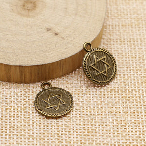 10pcs 15mm Double Sided Star Of David Charms For Jewelry Making Antique Silver Color Antique Bronze Color EF4126