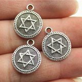 10pcs 15mm Double Sided Star Of David Charms For Jewelry Making Antique Silver Color Antique Bronze Color EF4126