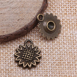 WYSIWYG 10pcs 15mm Pendant Sunflower Sunflower Flower Charm Pendants For Jewelry Making Antique Silver Color Sunflower Pendants