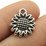 WYSIWYG 10pcs 15mm Pendant Sunflower Sunflower Flower Charm Pendants For Jewelry Making Antique Silver Color Sunflower Pendants