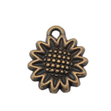 WYSIWYG 10pcs 15mm Pendant Sunflower Sunflower Flower Charm Pendants For Jewelry Making Antique Silver Color Sunflower Pendants