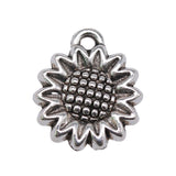 WYSIWYG 10pcs 15mm Pendant Sunflower Sunflower Flower Charm Pendants For Jewelry Making Antique Silver Color Sunflower Pendants