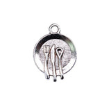 WYSIWYG 10pcs 15mm Tableware Charms Pendants For Jewelry Making 2 Colors Antique Silver Plated Antique Bronze Plated