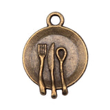 WYSIWYG 10pcs 15mm Tableware Charms Pendants For Jewelry Making 2 Colors Antique Silver Plated Antique Bronze Plated