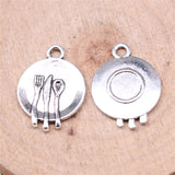 WYSIWYG 10pcs 15mm Tableware Charms Pendants For Jewelry Making 2 Colors Antique Silver Plated Antique Bronze Plated