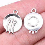 WYSIWYG 10pcs 15mm Tableware Charms Pendants For Jewelry Making 2 Colors Antique Silver Plated Antique Bronze Plated