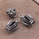 WYSIWYG 10pcs 15x10mm Crown Pendant Charms Antique Silver Color For Jewelry Making Zinc Alloy Jewelry Findings