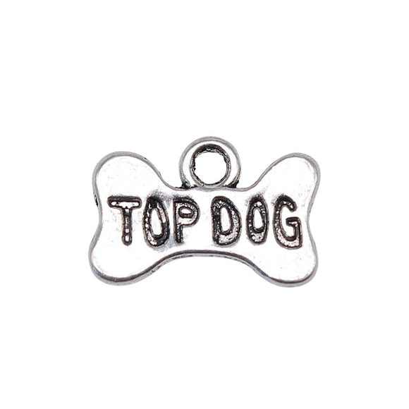 WYSIWYG 10pcs 15x10mm Top Dog Bone Puppy Dog Dog Cookies Charms Antique Silver Color For Jewelry Making Charms Jewelry Findings