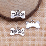 WYSIWYG 10pcs 15x10mm Top Dog Bone Puppy Dog Dog Cookies Charms Antique Silver Color For Jewelry Making Charms Jewelry Findings