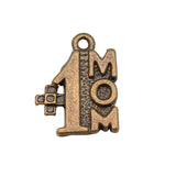 WYSIWYG 10pcs 15x12mm #1 Mom Best Mom Mother Charms For Jewelry Making 2 Colors Antique Silver Plated Antique Bronze Plated