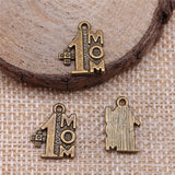 WYSIWYG 10pcs 15x12mm #1 Mom Best Mom Mother Charms For Jewelry Making 2 Colors Antique Silver Plated Antique Bronze Plated