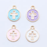WYSIWYG 10pcs 15x12mm 4 Colors Enamel Cross Charms Pendant For DIY Jewelry Making Handmade Jewelry Craft Findings