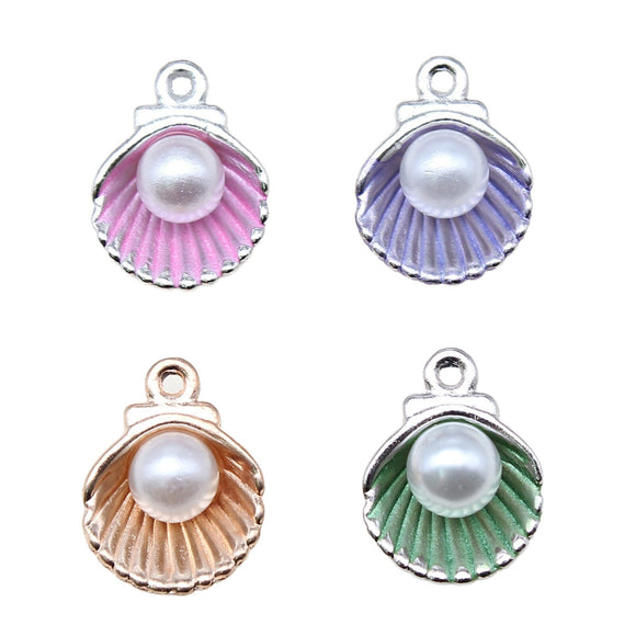 WYSIWYG 10pcs 15x12mm 4 Colors Enamel Shell Charms Pendant For DIY Jewelry Making Handmade Jewelry Craft Findings