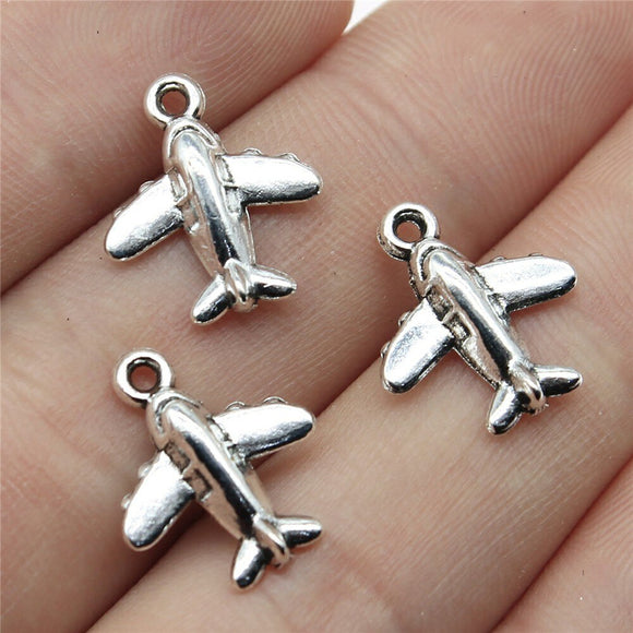 WYSIWYG 10pcs 15x13mm 2 Colors Airplane Charm Pendants For Jewelry Making Aircraft Pendants Airbus Charm