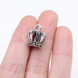 WYSIWYG 10pcs 15x13mm Antique Silver Color Three-Dimensional Crown Charms For Jewelry Making
