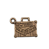 WYSIWYG 10pcs 15x13mm Charms Travel Bags New York Paris Tokyo Antique Silver Color Trunk Pendants Making DIY Jewelry
