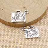 WYSIWYG 10pcs 15x13mm Charms Travel Bags New York Paris Tokyo Antique Silver Color Trunk Pendants Making DIY Jewelry