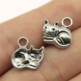 WYSIWYG 10pcs 15x13mm Pendant Lazy Cat Charm Pendants For Jewelry Making Cute Cat Pendants