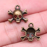 WYSIWYG 10pcs 15x14mm Skull Charms For Jewelry Making Antique Bronze Color Charms Pendants Jewelry Accessories