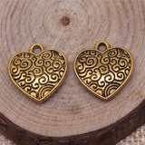 WYSIWYG 10pcs 15x15mm Antique Silver Color Antique Gold Color Carved Heart Charms For Jewelry Making DIY Jewelry Findings