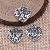 WYSIWYG 10pcs 15x15mm Antique Silver Color Antique Gold Color Carved Heart Charms For Jewelry Making DIY Jewelry Findings