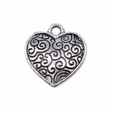 WYSIWYG 10pcs 15x15mm Antique Silver Color Antique Gold Color Carved Heart Charms For Jewelry Making DIY Jewelry Findings