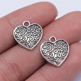 WYSIWYG 10pcs 15x15mm Antique Silver Color Antique Gold Color Carved Heart Charms For Jewelry Making DIY Jewelry Findings