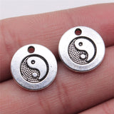 WYSIWYG 10pcs 15x15mm Double-Sided Tai Chi Pendant Charms Antique Silver Color For Jewelry Making Zinc Alloy Jewelry Findings