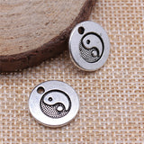 WYSIWYG 10pcs 15x15mm Double-Sided Tai Chi Pendant Charms Antique Silver Color For Jewelry Making Zinc Alloy Jewelry Findings