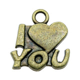 WYSIWYG 10pcs 15x15mm I Love You Charms DIY Jewelry Findings Antique Silver Color Antique Bronze Color For Jewelry Making