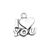 WYSIWYG 10pcs 15x15mm I Love You Charms DIY Jewelry Findings Antique Silver Color Antique Bronze Color For Jewelry Making