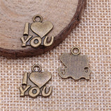 WYSIWYG 10pcs 15x15mm I Love You Charms DIY Jewelry Findings Antique Silver Color Antique Bronze Color For Jewelry Making
