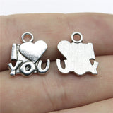 WYSIWYG 10pcs 15x15mm I Love You Charms DIY Jewelry Findings Antique Silver Color Antique Bronze Color For Jewelry Making