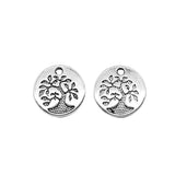 WYSIWYG 10pcs 15x15mm Round Tree Pendant Charms Antique Silver Color For Jewelry Making Zinc Alloy Jewelry Findings